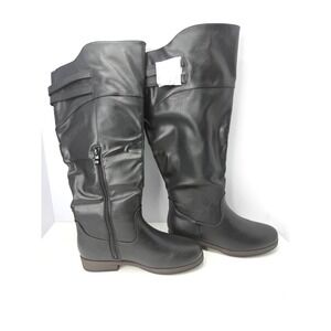 Journee Collection Tori Wide Calf Knee High Riding Boots Black Size 8.5 NWT/BOX